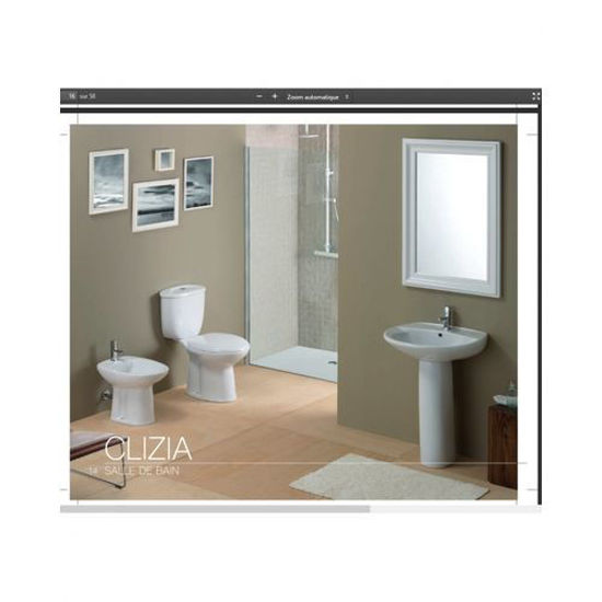 Image sur Ensemble Salle De Bain CLIZIA / WC Sortie Horizontale + Bidet + Lavabo + Abattant Lourd + Mécanisme Poussoir - Sans Robinet