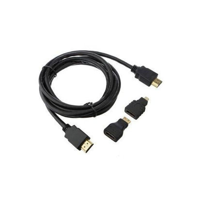 Image de Câble HDMI Vers HDMI Avec Adaptateurs Micro Et Mini - 1.5 m - Noir