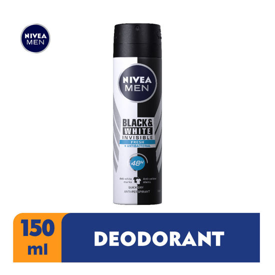Deodorant Nivea Black and white - invisible - Fresh+Antibacterial - homme - 150ml