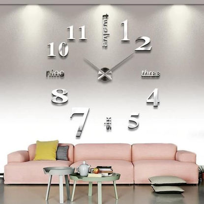 Agrandir l'image de Horloge Murale 3D - Autocollant - Grand chiffre - Gris Image de Horloge Murale 3D - Autocollant - Grand chiffre - Gris