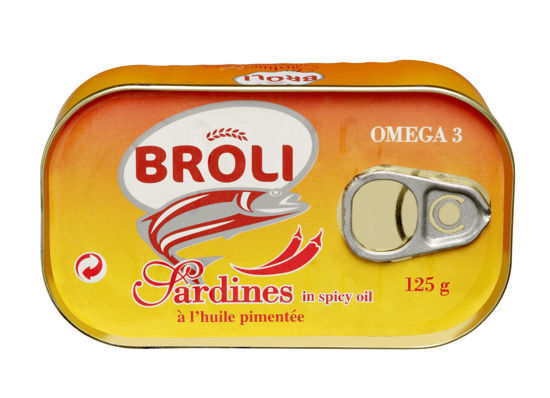 Image sur Sardines à huile végétale BROLI pimentée 125g *4