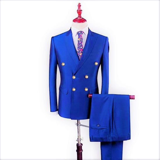 Costume deux pièces 6 boutons - Ensemble veste pantalon smoking - Bleu-iziwaycameroun