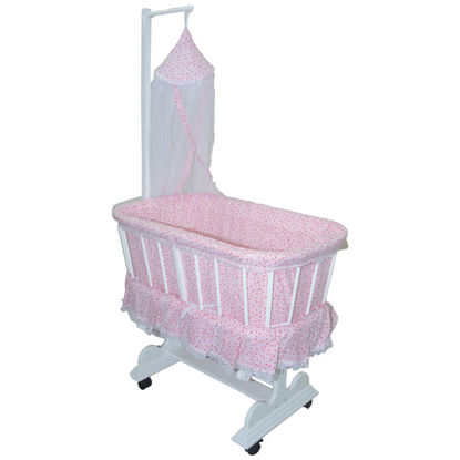 Image de Berceau En Bois Chic - Blanc/Rouge + Moustiquaire Offerte