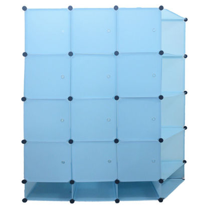 Image de Armoire De Rangement avec penderie - Bleu - Moyen Modèle