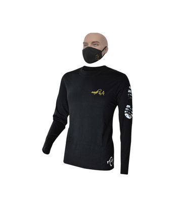 Image de T-shirt en coton - Longues manches + masque - Semelle blanche - Made in Cameroon - Noir