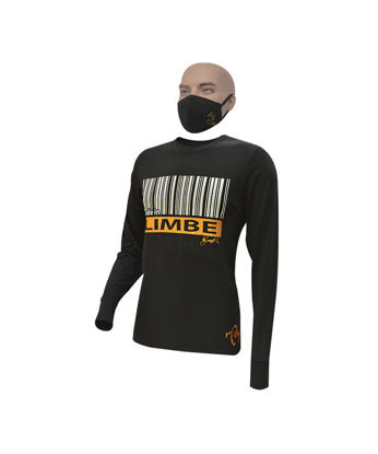 Image de T-shirt longues manches en coton + masque - Limbé - made in Cameroon - Noir
