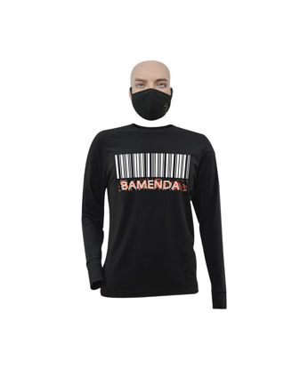 Image de T-shirt longues manches en coton + masque - Bamenda - Made in Cameroon - Noir