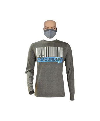 Image de T-shirt longues manches en coton + masque - Ngaoundéré - Made in Cameroon - Gris