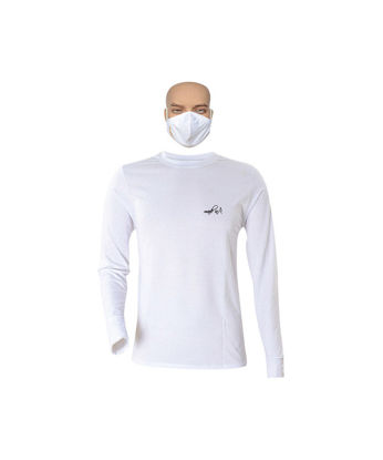 Image de T-shirt longues manches en coton + masque - Made in cameroon - Blanc