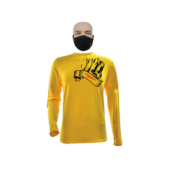 Image sur T-shirt en coton - Longues manches + masque - Up collection - Made in Cameroon - Jaune