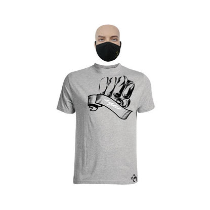 Image de T-shirt en coton - courtes manches + masque - Up collection - Made in Cameroon - Gris