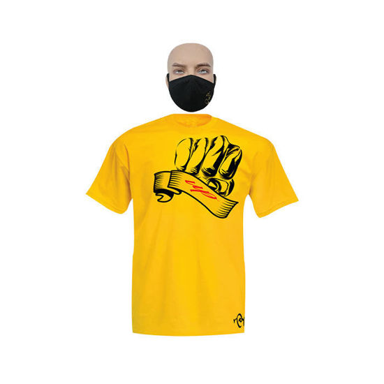 Image sur T-shirt en coton - courtes manches + masque - Up collection - Made in Cameroon - Jaune