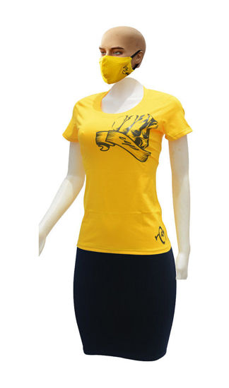 Image sur T-shirt, jupe et masque en coton - Up collection - Made in Cameroon - Jaune et Noir