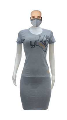 Image de T-shirt, jupe et masque en coton - Up collection - Made in Cameroon - Gris