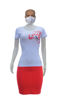 Image sur T-shirt, jupe et masque en coton - Up collection - Made in Cameroon - Blanc et rouge