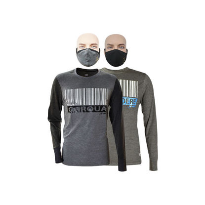 Image de T-shirt en coton - Longues manches + masque - Garoua et Ngaoundéré - 2 pièces - Made in Cameroon - Gris