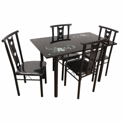 Salle à manger en verre et en fer - 04Places - noir brillant - iziway Cameroun