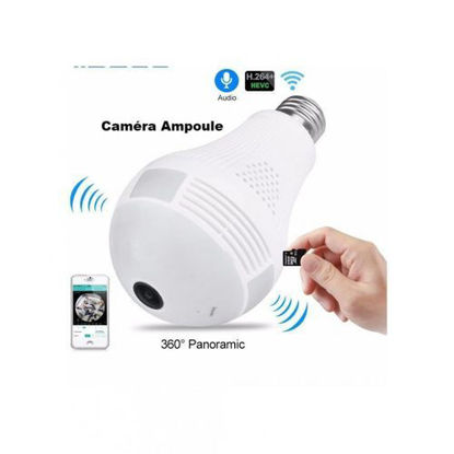 Image de Caméra Ampoule WiFi HD panoramique 360° avec détection de Mouvement - Blanc
