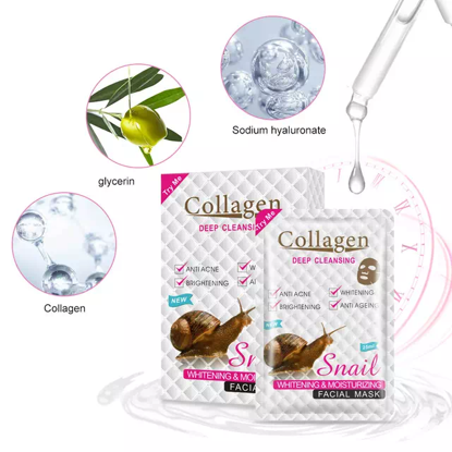 Agrandir l'image de Masque visage collagène éclaircissant à la bave d'escargots - 10 sachets Image de Masque visage collagène éclaircissant à la bave d'escargots - 10 sachets