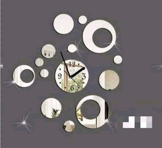 Image sur Horloge Murale 3D - Autocollant - Gris
