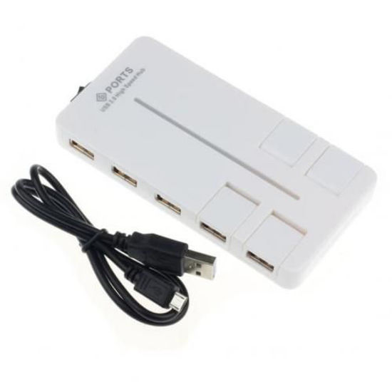 Image sur Multiplicateur Hi-Speed 10 ports USB 2.0 - 1To - Blanc