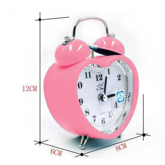 Image sur Horloge Analogique avec Reveil Retro a Double cloche D'alarme - Rose