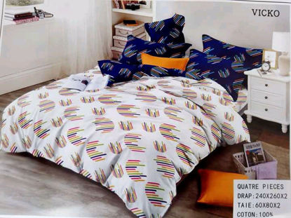 Image de 2 Drap 3 Places + 2 Taies D'Oreiller - Multicolore