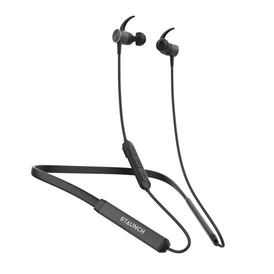 Image sur Staunch Flex 300 Écouteur sans fil Bluetooth dans l'oreille avec tour de cou avec 24 heures de lecture, classé IPX5, micro intégré (noir)
