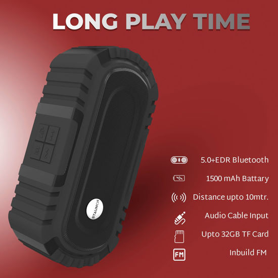 Image sur Staunch Thunder 1600 Haut-parleur Bluetooth portable sans fil 16 W jusqu'à 8 heures de lecture longue et prise en charge FM