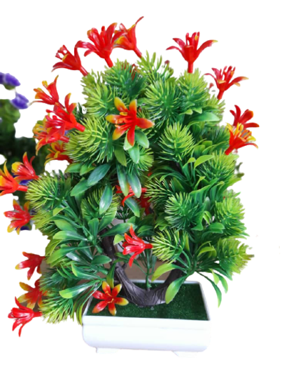 Pot de fleur artificiel - vert et rouge-iziwayCameroun