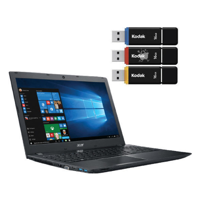 Agrandir l'image de Laptop Acer Aspire E5-576-34ZF - Core I3 + Pack de 3 clés USB Kodak - 16GB Image de Laptop Acer Aspire E5-576-34ZF - Core I3 + Pack de 3 clés USB Kodak - 16GB