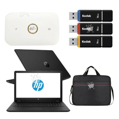 Agrandir l'image de Pack hp laptop 15-da0098nk + Sac pour Laptop - noir + Modem Wifi 4G LTE+ Pack de 3 clés USB Kodak - 16GB Image de Pack hp laptop 15-da0098nk + Sac pour Laptop - noir + Modem Wifi 4G LTE+ Pack de 3 clés USB Kodak - 16GB