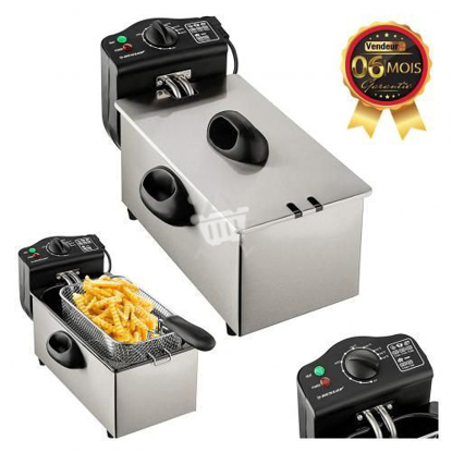 Image de Friteuse Electrique - 2000 W - 3 L - Gris Argent - 6 Mois garantie