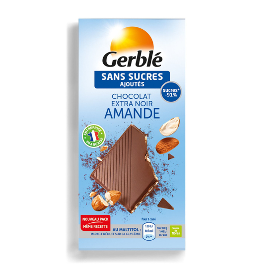 Image sur Chocolat extra noir amande Gerblé - 80G