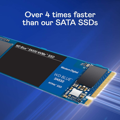 Agrandir l'image de Disque SSD interne NVMe Western Digital 1 To WD Blue SN550 - Gen3 x4 PCIe 8 Gb / s, M.2 2280, 3D NAND, jusqu'à 2400 Mo / s - WDS100T2B0C 24 Mois Image de Disque SSD interne NVMe Western Digital 1 To WD Blue SN550 - Gen3 x4 PCIe 8 Gb / s, M.2 2280, 3D NAND, jusqu'à 2400 Mo / s - WDS100T2B0C 24 Mois
