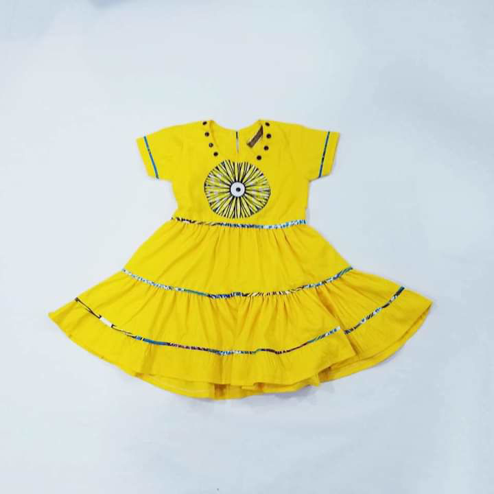 Robe Enfant été En Tissu Coton Africain - Taille 3-4 Ans - Neuf Sans étiquettes