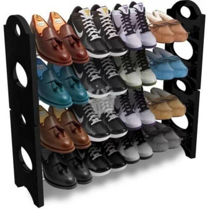 Image de Range-Chaussures - 4 Niveaux - 64 x 20 x 64 cm - Noir