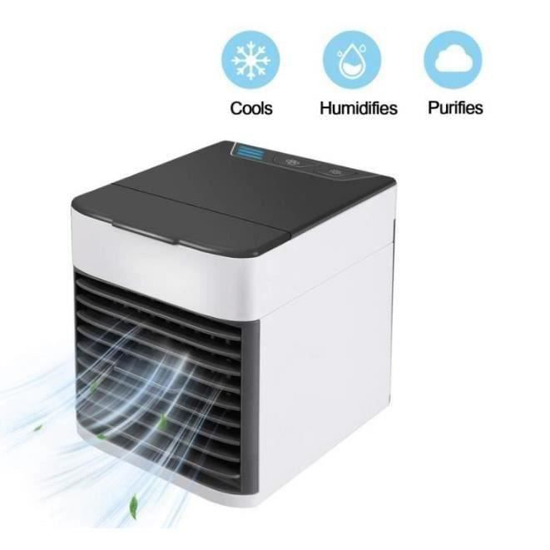 Mini climatiseur mobile portable refroidisseur d'air, 3 en 1(refroidisseur  humidificateur purificateur) - 350W - USB - Lumière LED - 7 couleurs