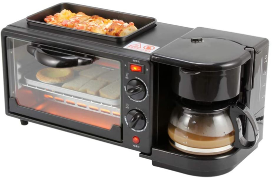 Image sur Machine Multifonction 3-en-1 Petit déjeuner Machine, avec Cuisson, Omelette, Chauffage, Décongeler, Grill et 0,6 L Cafetière
