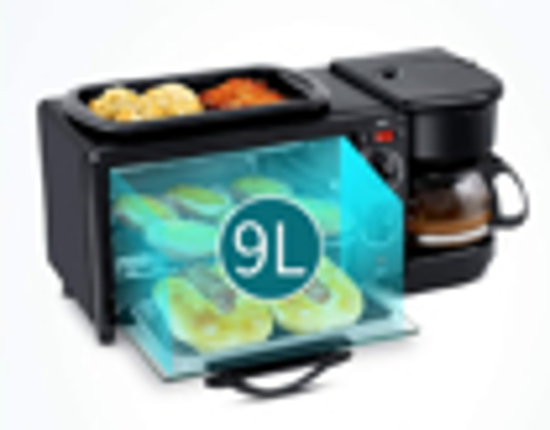 Image sur Machine Multifonction 3-en-1 Petit déjeuner Machine, avec Cuisson, Omelette, Chauffage, Décongeler, Grill et 0,6 L Cafetière