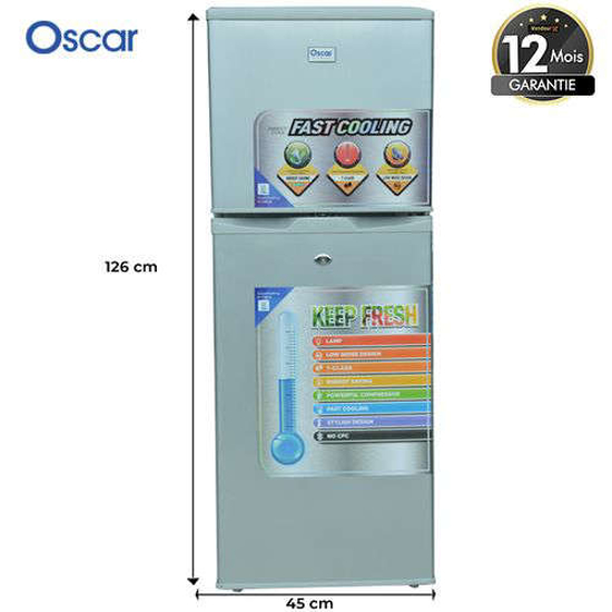 Réfrigérateur Double Porte OSC-R140S - 140L - Gris - 12 Mois	