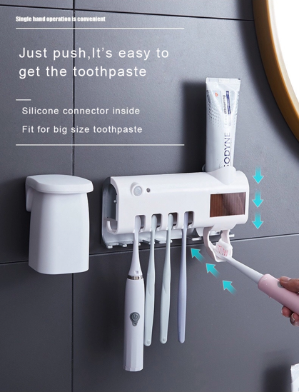Image sur Distributeur de dentifrice automatique et électrique Stérilisateur à ultraviolet de Brosse à Dents  - Blanc Lait