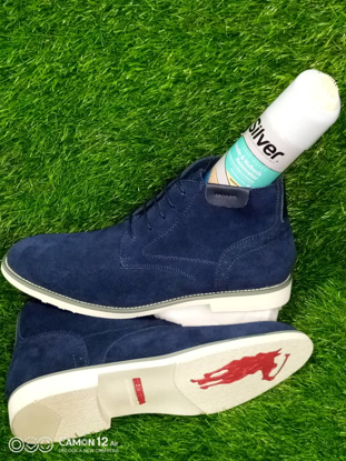 Image de Bottines homme - Bleu + Cirage offert