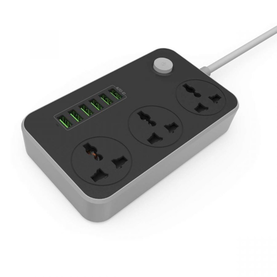 Image sur Multiprise Adaptateur de prise USB intelligent Protecteur de surtension 3 prises universelles CA avec prise électrique USB