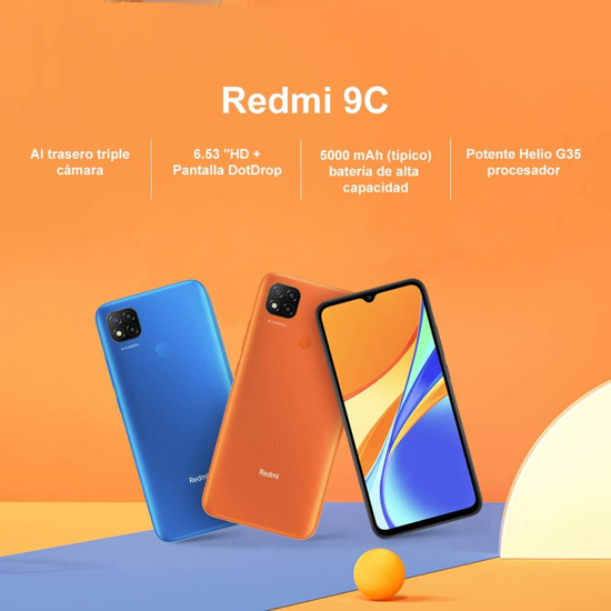 Image sur Xiaomi Redmi 9c Dual SIM - 6.53" - 64Go HDD - 3Go RAM - 13+2+2 MP - Orange- 12 Mois de Garantie