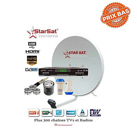 Décodeur+parabole-STAR SAT- SR-T600HD HYPER - Full HD 1080p -Antennes TNT+LNB Tête de Satellite-12 mois-iziwaycameroun