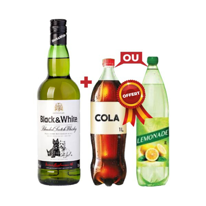 Agrandir l'image de Black & White Whisky Ecossais 40 % - 75cl + un Cola ou une limonade offert Image de Black & White Whisky Ecossais 40 % - 75cl + un Cola ou une limonade offert