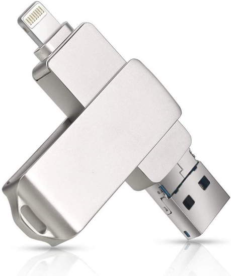 MFi Clé USB 3 en 1 certifiée pour iPhone 256 Go – Clé USB pour iPhone –  Stockage de photos – Clé USB de stockage externe compatible avec