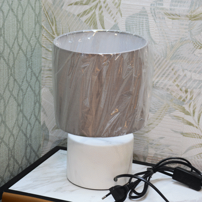 Image de LAMPE DE CHEVET H 26,5 CM CLR GRIS BLANC // 219871