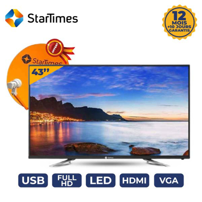 Startimes TV Led Numérique 43'' E43BJL4HH avec Décodeur Intégré HD – LED – Noir – 12mois + Parabole + 1 Mois D’abonnement offert-iziwayCameroun Startimes TV Led Numérique 43'' E43BJL4HH avec Décodeur Intégré HD – LED – Noir – 12mois + Parabole + 1 Mois D’abonnement offert